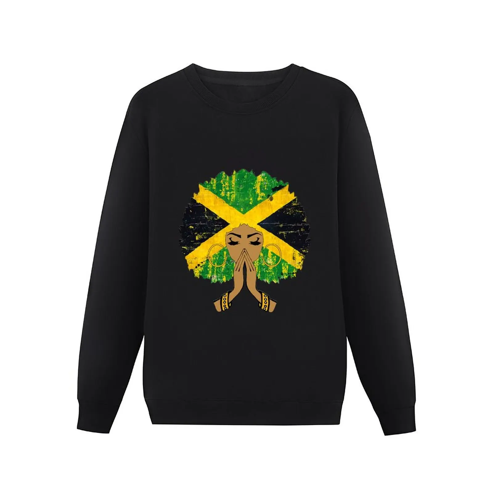 Jamaican Flag Black Woman Melanin Queen Afro Pullover Hoodie male clothes sweatshirts