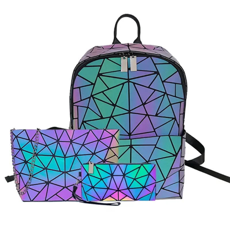 

Luminous Backpack Women bag reflective Geometric Backpacks For Teenage Girls Female Laser School Bag mochila feminina Bolsas