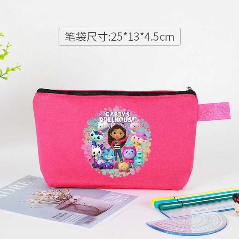 Gabby Dollhouse Cosmetic Bag Anime Cartoon Printed Coin Purse Girls Kawaii Student Stationery Storage Bags Kids Birthday Gifts