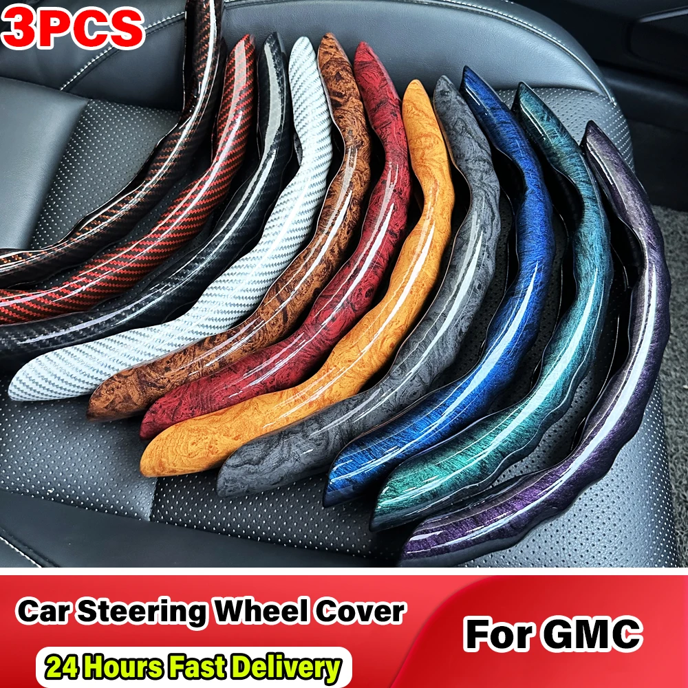 3PCS For GMC Sierra 1500 Yukon Terrain Savana Express 38cm Car Steering Wheel Cover Auto Interior Decoration Accessories 2023