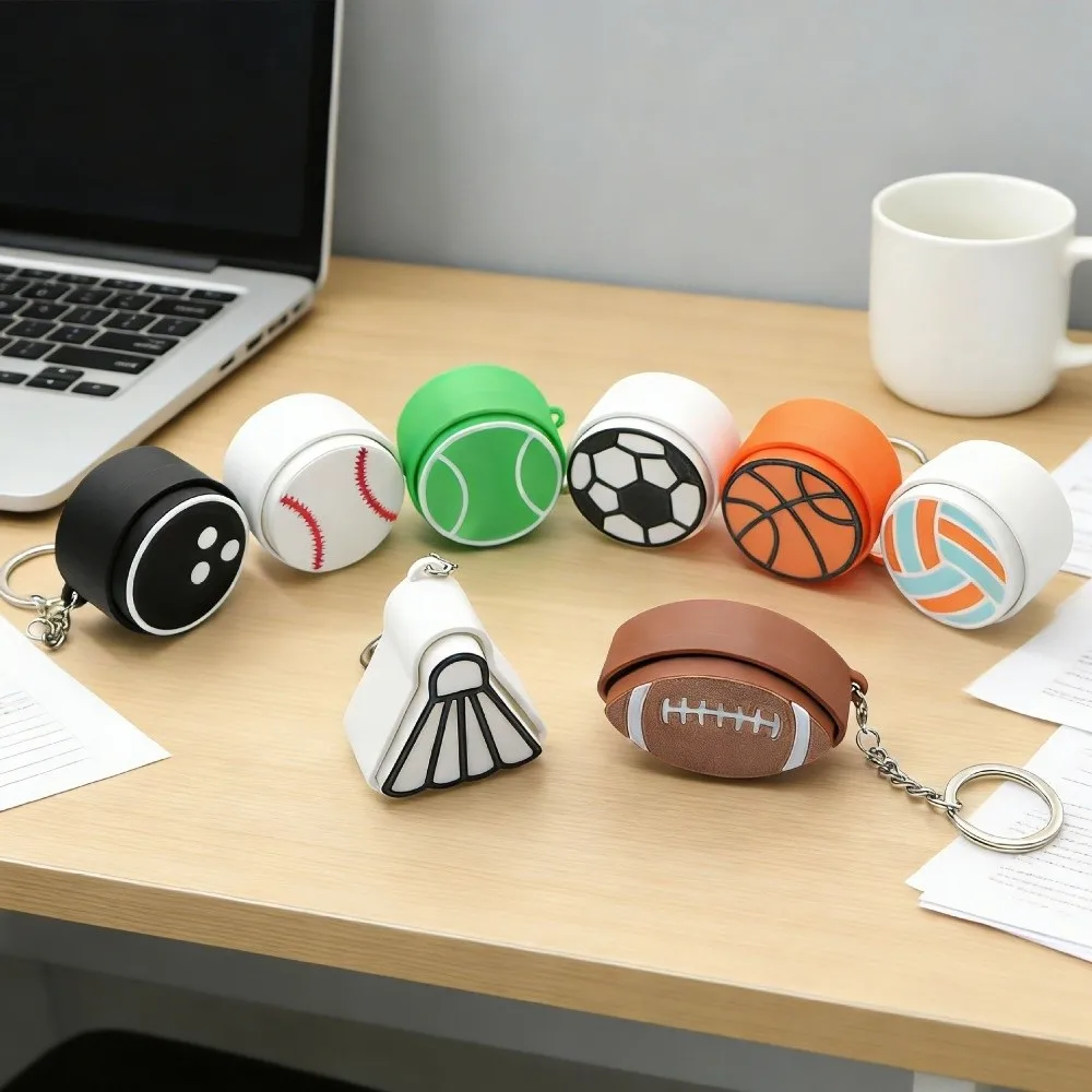 3D Printed Sports Balls Clicker Key Chain Cartoon Basketball Baseball Button Balls Key Chain Football Tennis Plastic