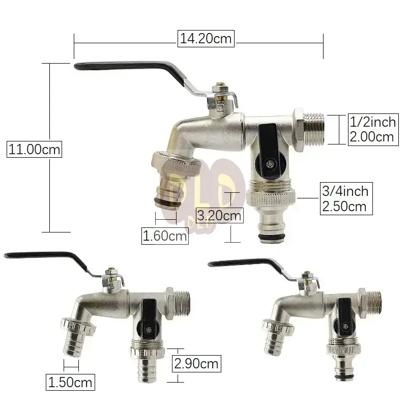 

Outdoor Garden Faucet 1 inlet 2 outlet Anti-Freeze Bibcock with Dual Nipple Brass Blue Color Water Tap Garden Tools