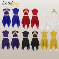Vestido de baile lírico litúrgico para niñas, vestido de alabanza metálico con bloques de colores, disfraz de celebración del adoración del espíritu