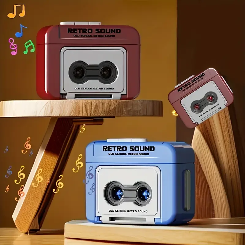 Vintage Mini Tape Recorder Couple Gift Keychain Recordable Mini Retro Cassette Recorder Classic Fun Red and Blue Couple Gifts