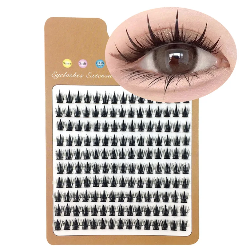 Nuevas pestañas tipo A mejoradas, pestañas manga naturales, pestañas individuales en racimo, kits de extensión de pestañas DIY rápidos, pestañas cosplay