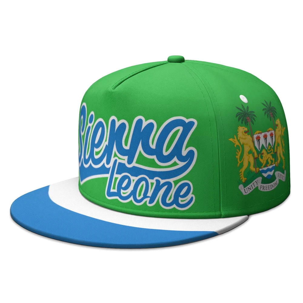 Sierra Leone Flat Brimmed Cap Free Custom Made Name Number Logo Hip-hop Hat National Flag Leonean College Print Photo Headgear