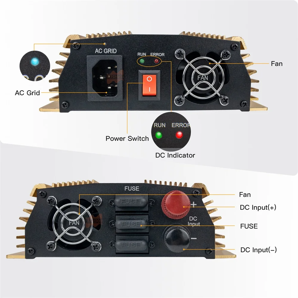 Imagem -04 - Micro Inversor de Grade Solar Mars Rock 1000w 20v50v dc 120v 240v ca Praticável para 1200w 24v 30v 36v Painel Solar Sistema do Vento