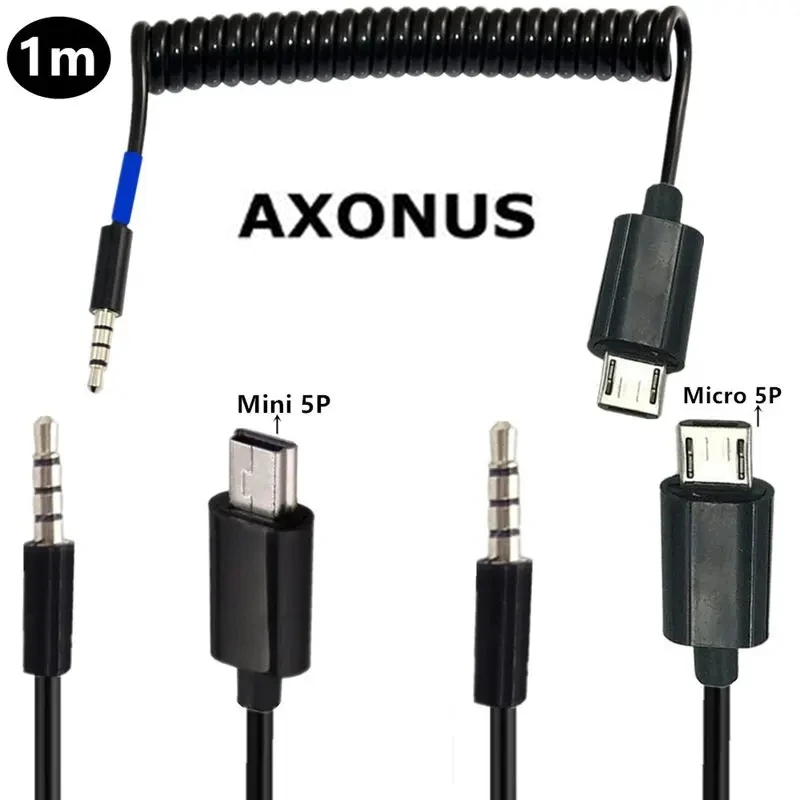Spring Cable Car Aux Conversion USB Mini 5P Micro 5P Phone Audio Connection Cable Mini To Headphones