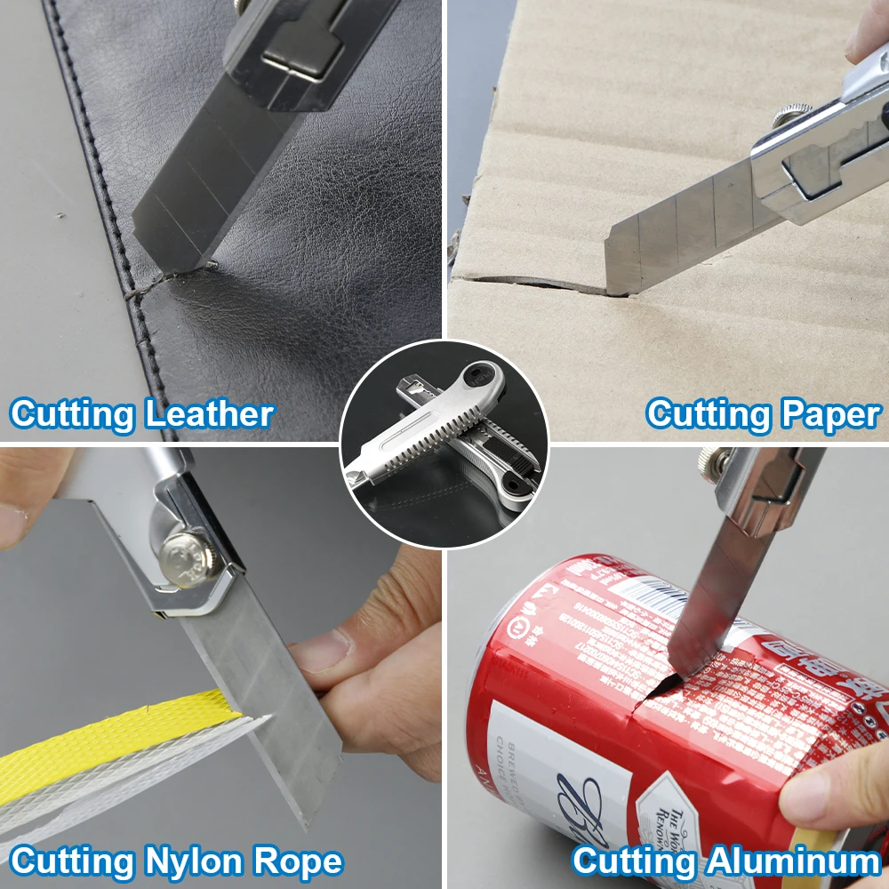 AMPCOM 유틸리티 나이프 헤비 듀티 커터, 개폐식 자동 로딩 스테인레스 스틸 스냅 오프, 퀵 체인지 엑스트라 블레이드 (5 개)