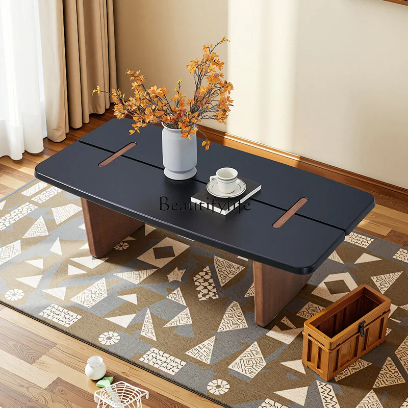 

Full solid wood coffee table retro French minimalist rectangular low table