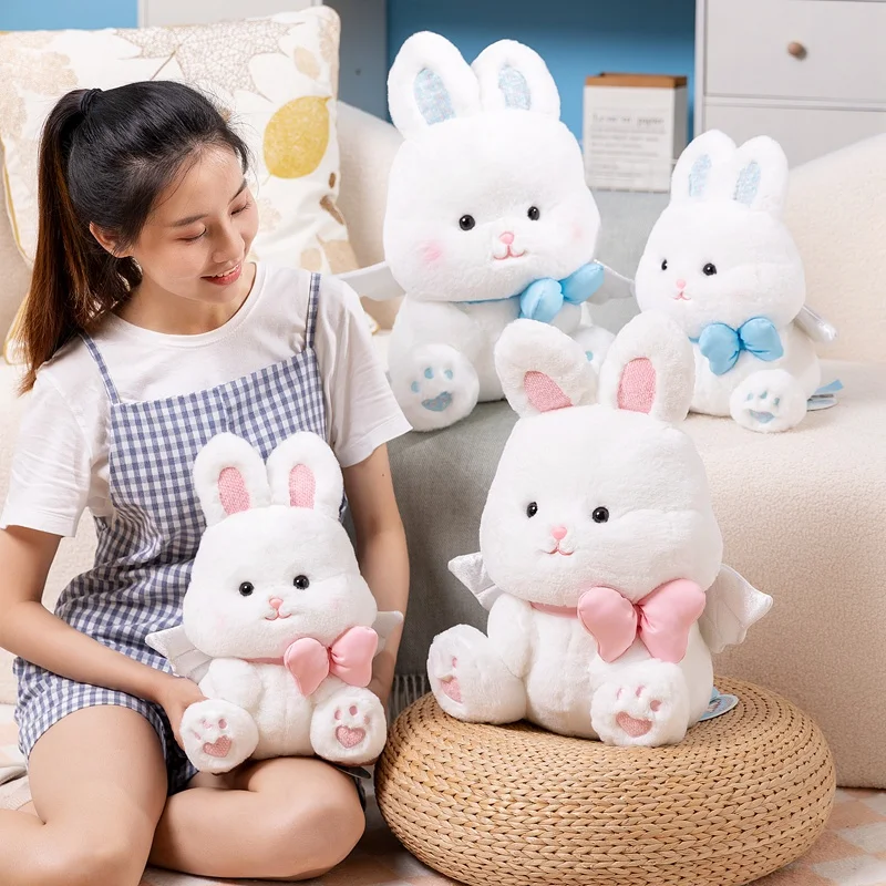 AdTosAngel-Lapin en peluche, 30/45cm, kawaii, mignon, animaux, doux, cadeaux pour petite amie