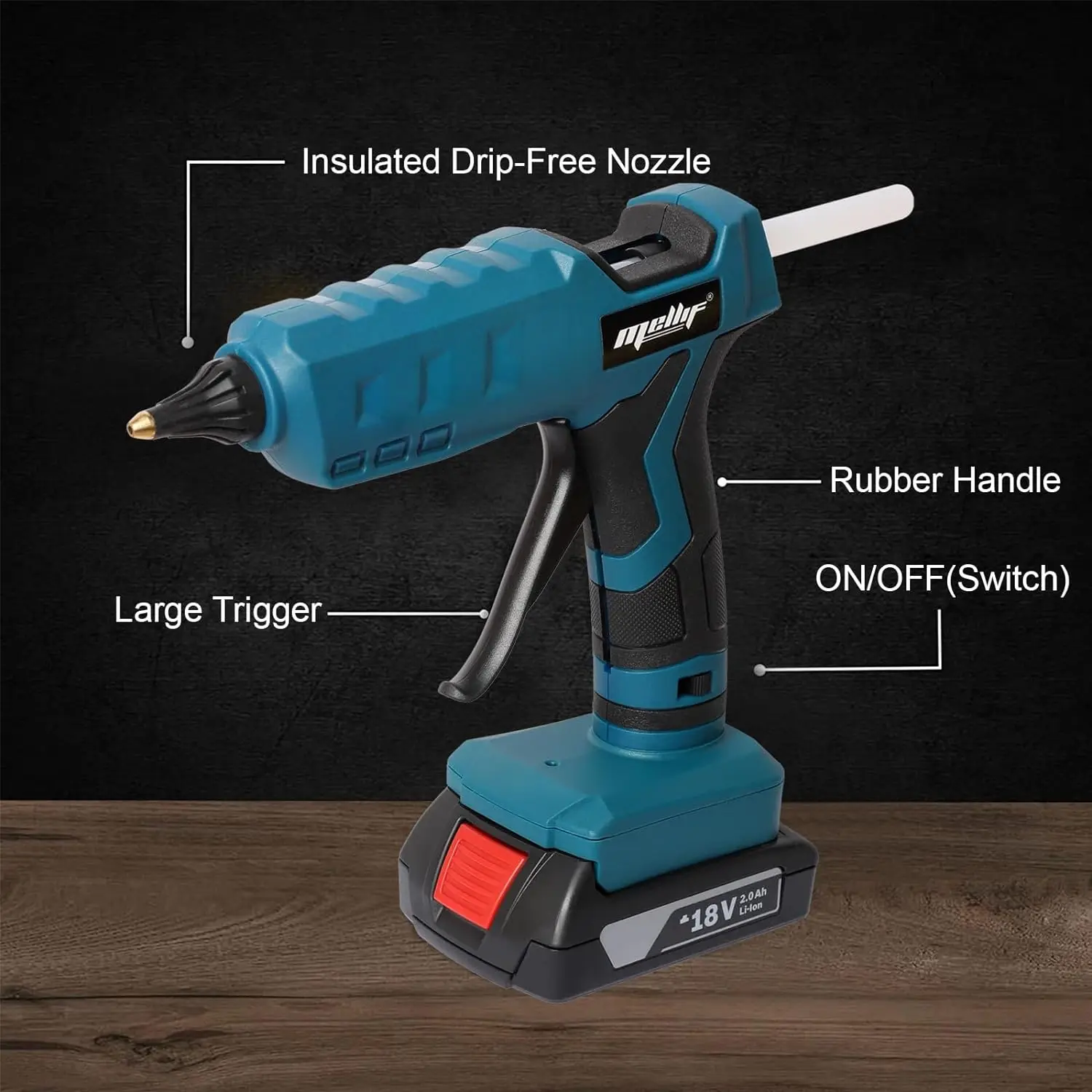 ปืนกาวไร้สายสําหรับ Bosch 18V แบตเตอรี่ GBA/GBA ProCORE ปืนกาวร้อนขนาดเต็ม 11 มม.สําหรับ DIY Crafting คริสต์มาส (ไม่มีแบตเตอรี่)