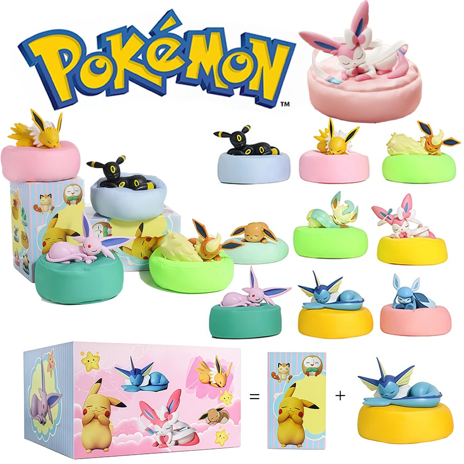 Spot Hot Anime Character Eevee Multi Form Series Blind Box Desktop Decoration Ornament Set Toy Scene Building Props Mystery Gift