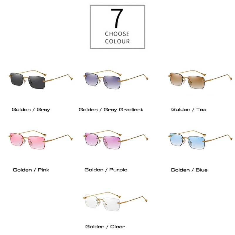 Picture 5: SHAUNA Fashion Rimless Women Gradent Sunglasses Brand Designer Trending Men Small Rectangle Shades UV400