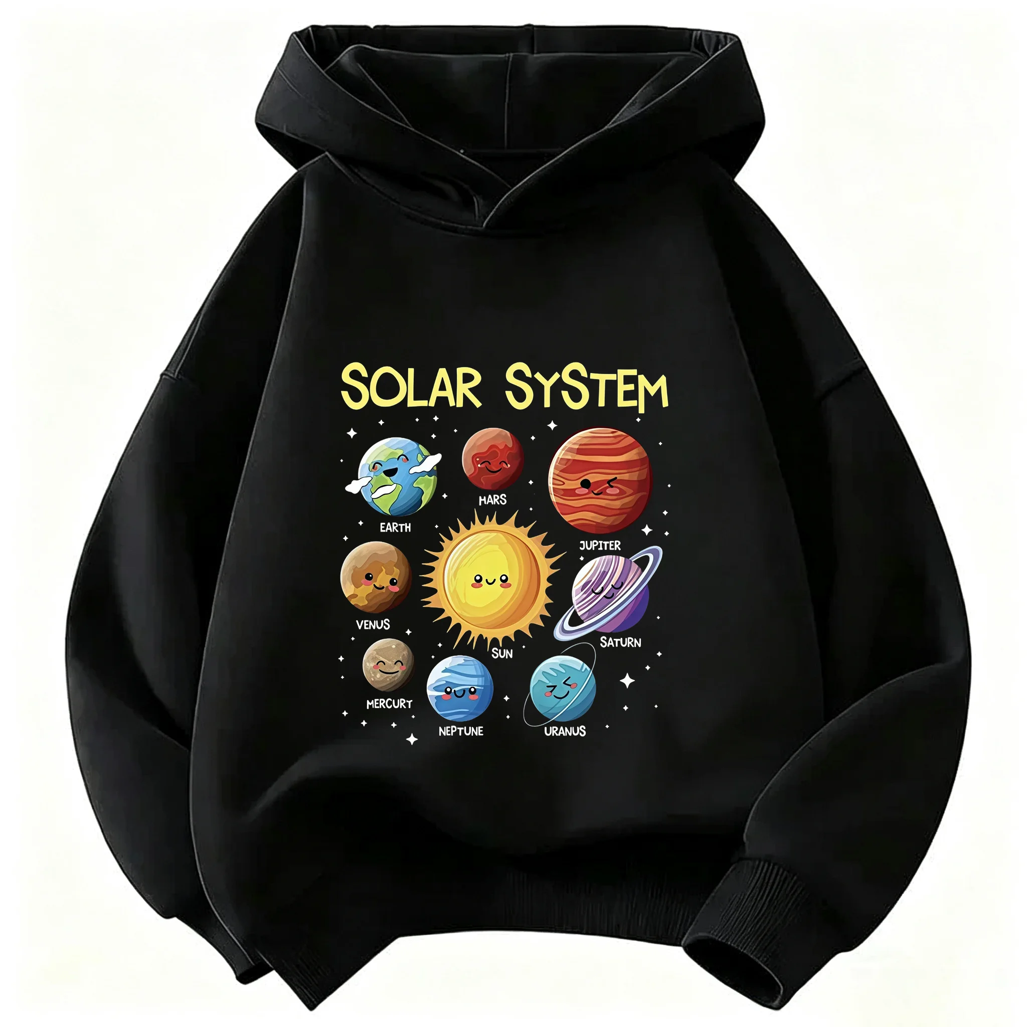 Children Solar System Space Planet Hoodie Boys Girls Cartoon Print Hooded Sweatshirt Kids Long Sleeve Pullover Hoody