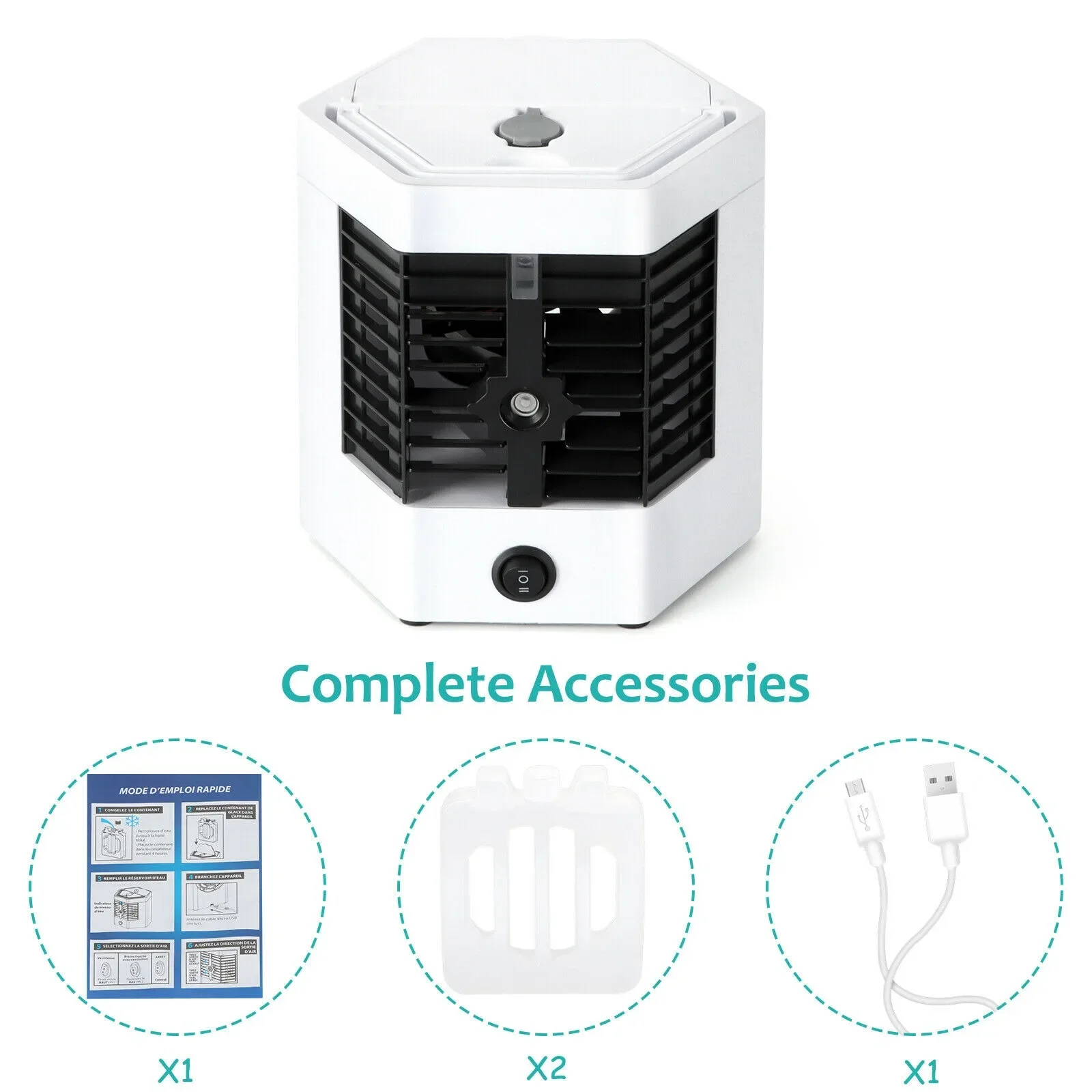 Ventilateur de table USB portable à 2 vitesses, petit format, pour bureau, dortoir, personnel, rafraîchissant, avec poignée