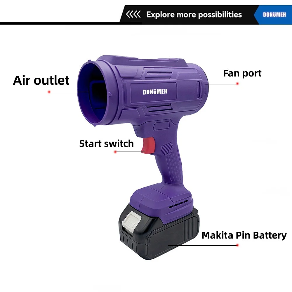 Imagem -05 - Ventilador Elétrico Turbo Jet Fan 200 m s Pistola de ar Violento Portátil Ferramenta de Sopro de Poeira de Folhas de Neve para Makita 18v Bateria