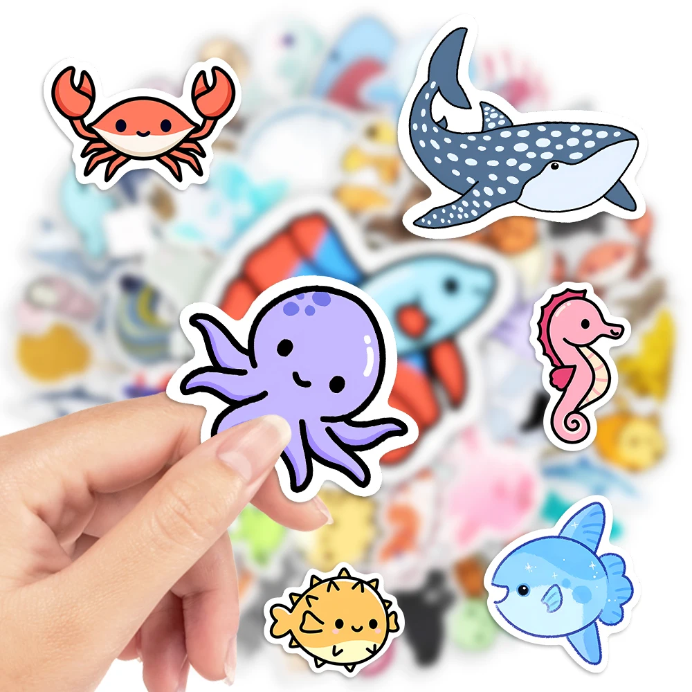 Cute Cartoon Ocean Animal Stickers DIY Kids Gift Waterproof Decal for Scrapbook Diary Laptop Phone Luggage Bottles Decorative