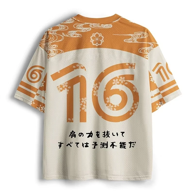 2026 Popular Mesh V-neck Jersey Retro Osaka Dotonbori Drunken Octopus Print Japanese Slogan for Adults and Children