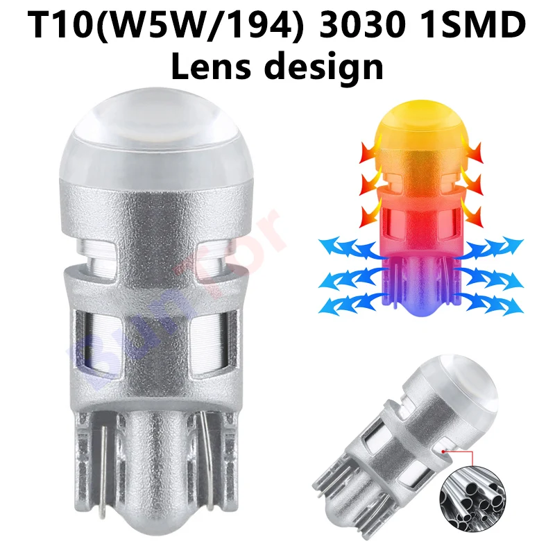 

Auto New T10(W5W) LED Cob Clearance Lamp 3030 Chip With Lens License plate Light for Car DC12V 6500K White Yellow Blue LED Bulbs