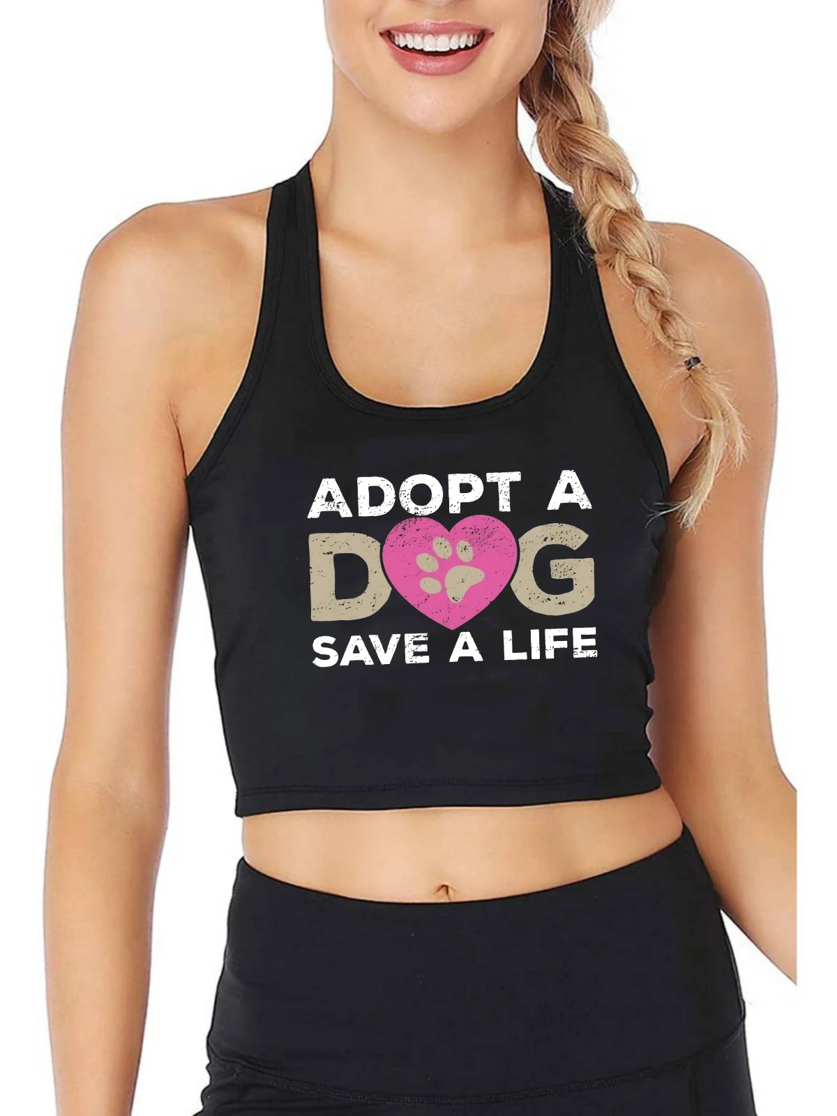 

Adopt A Dog Save A Life Design Sexy Breathable Slim Fit Crop Top Pet Lovers Personality Customizable Tank Tops Fitness Camisole