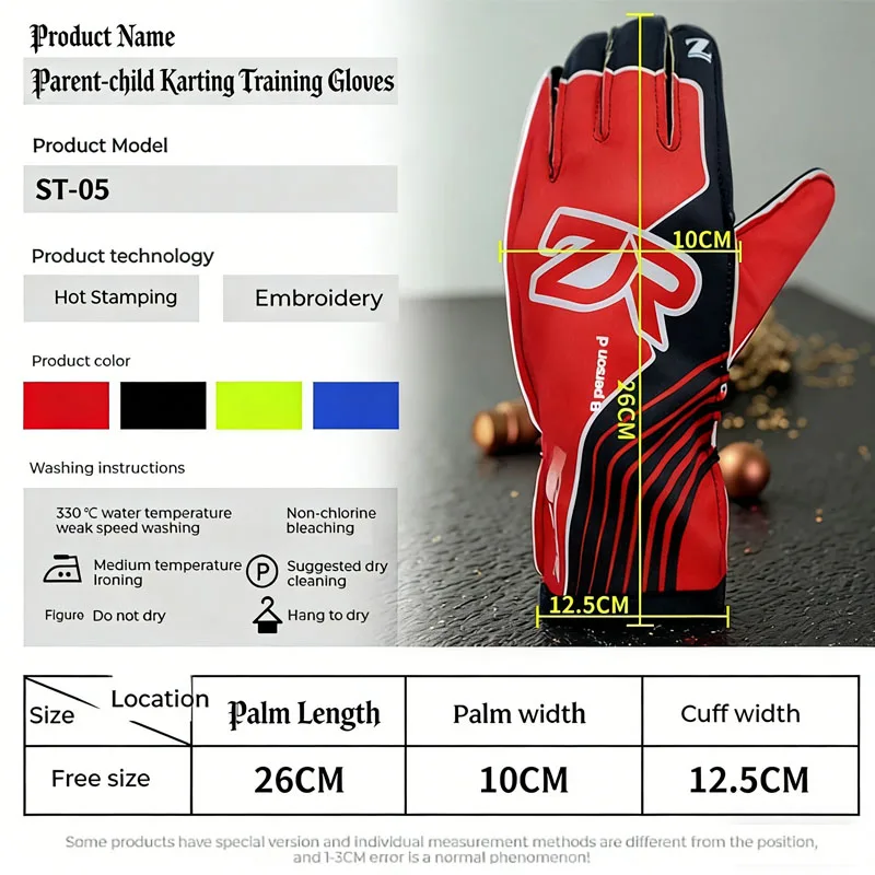 Outdoor Off-Road Kart Racing Thin Outer Seam Full Palm Silicone Non-Slip Gloves Simracing for Men Women Off-Road Competitions