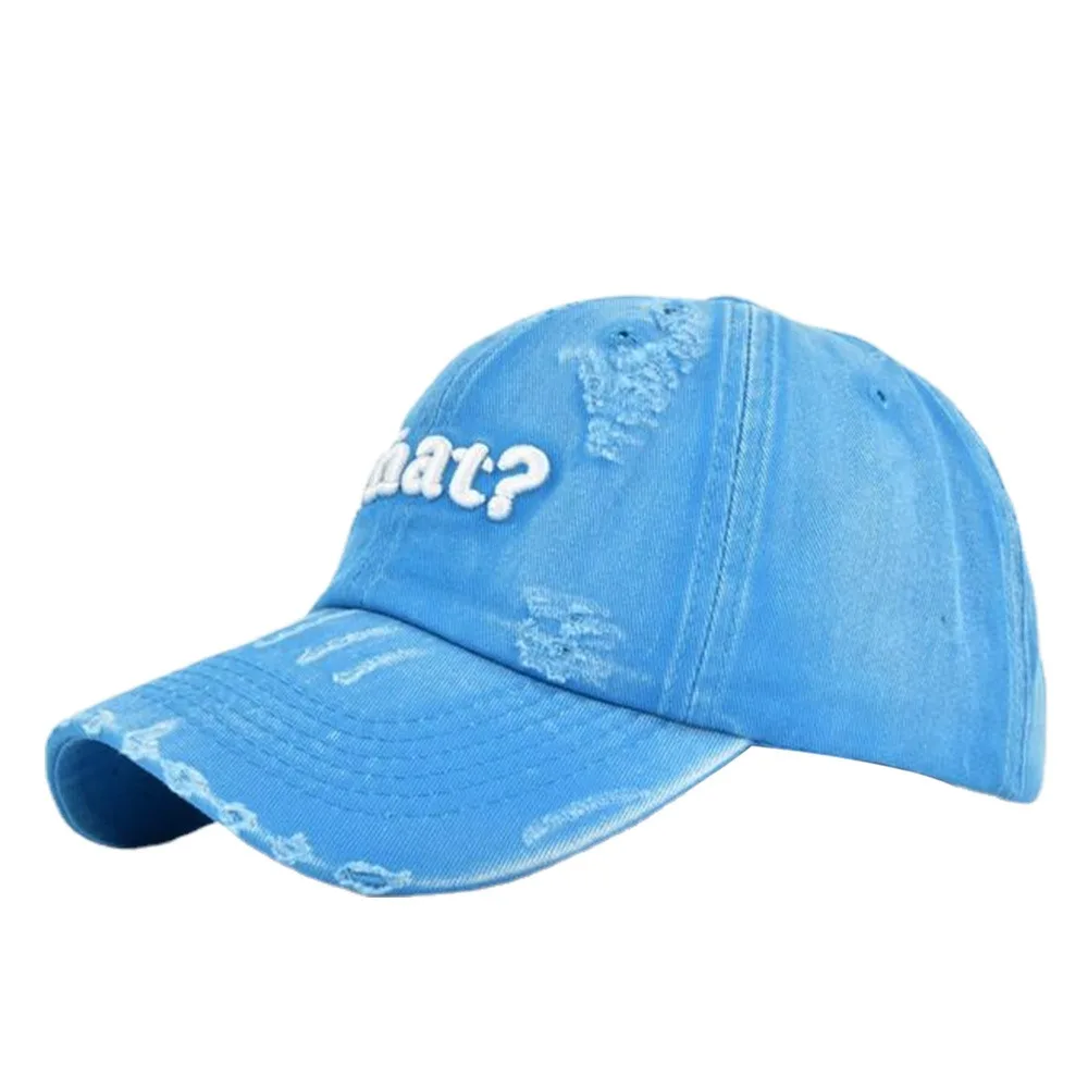 Retro Distressed Embroidered What? Baseball Cap Adjustable Old Men Women Vintage Outdoor Trendy Streetwear Snapback Cap