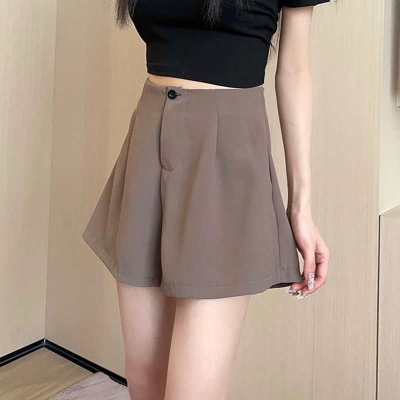 

Summer Lady Thin Suit Fabric Short Pants Hot Sale Girls Slim Fit Wide Leg Pants Women Ins Fashion High Waist Shorts
