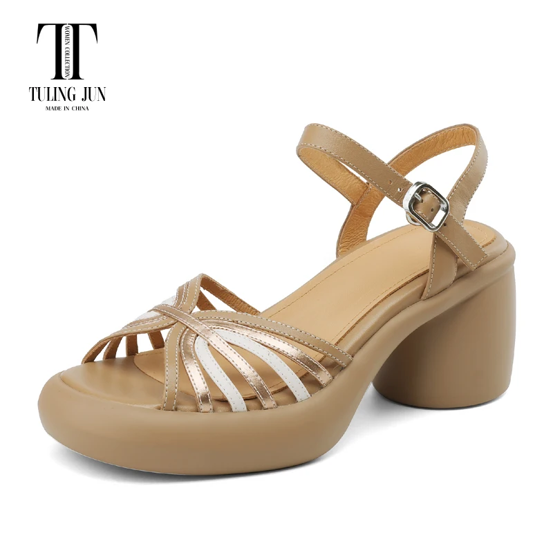 

TULING JUN 2024 Summer Women Leisure Open Toe Sandals Strange Style High Heels Mixed Color Narrow Band Shoes For Female T-A854