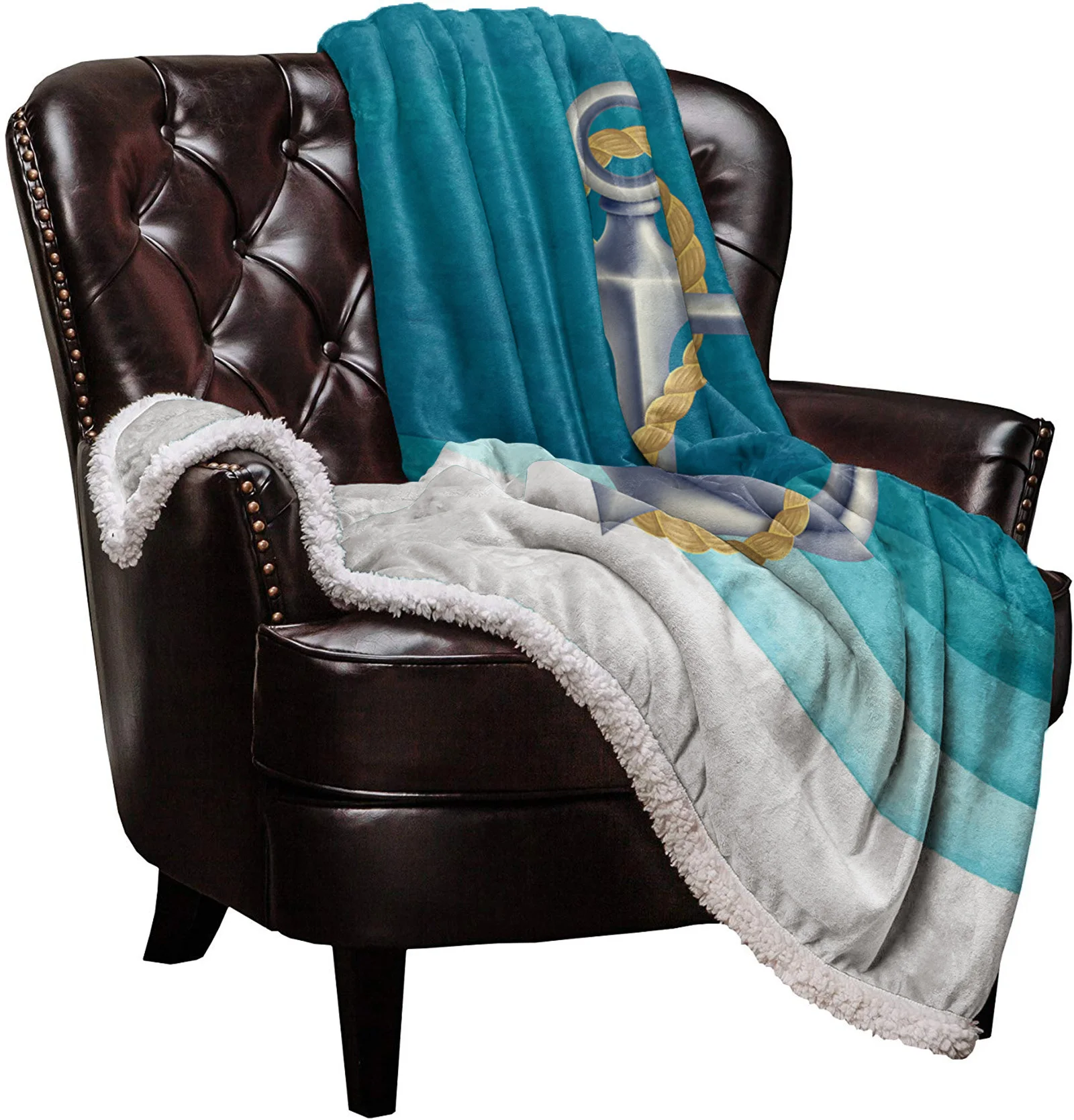 Ocean Gradient Anchor Teal Blankets Winter Warm Cashmere Blanket Office Sofa Soft Throw Blanket Kids Bed Bedspread