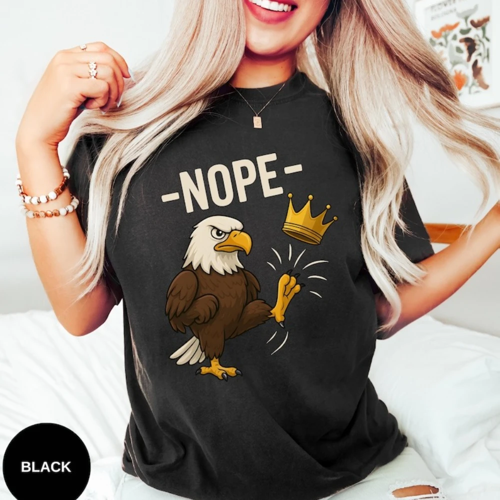 Geen koningen in Amerika Shirt Bald Eagle T-shirt Geen koningen Shirt Patriottisch shirt, 4 juli Protest Tee Mannen Vrouwen Katoenen T-shirts