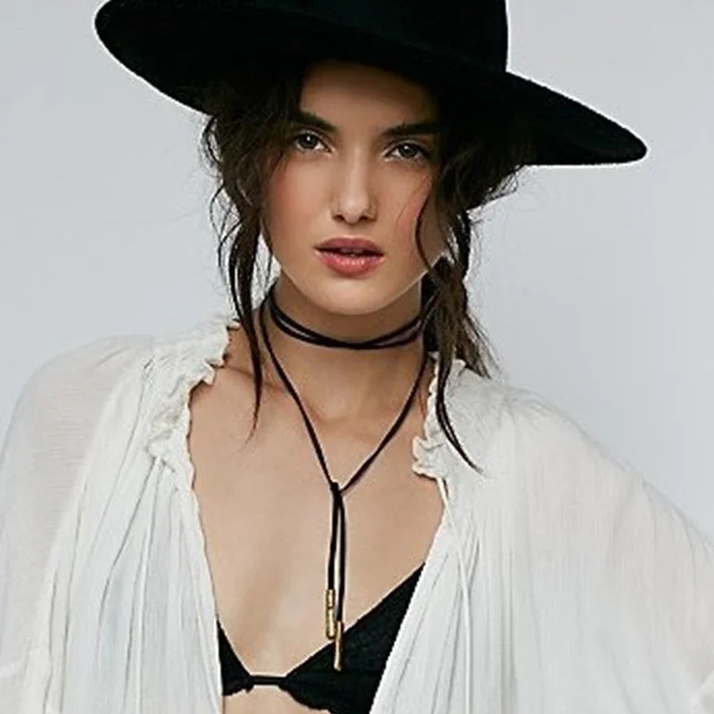 New Fashion Long DIY Faux Leather Choker Women Necklace Velvet Rope Statement Necklaces Jewelry Girlfriend Party Gifts