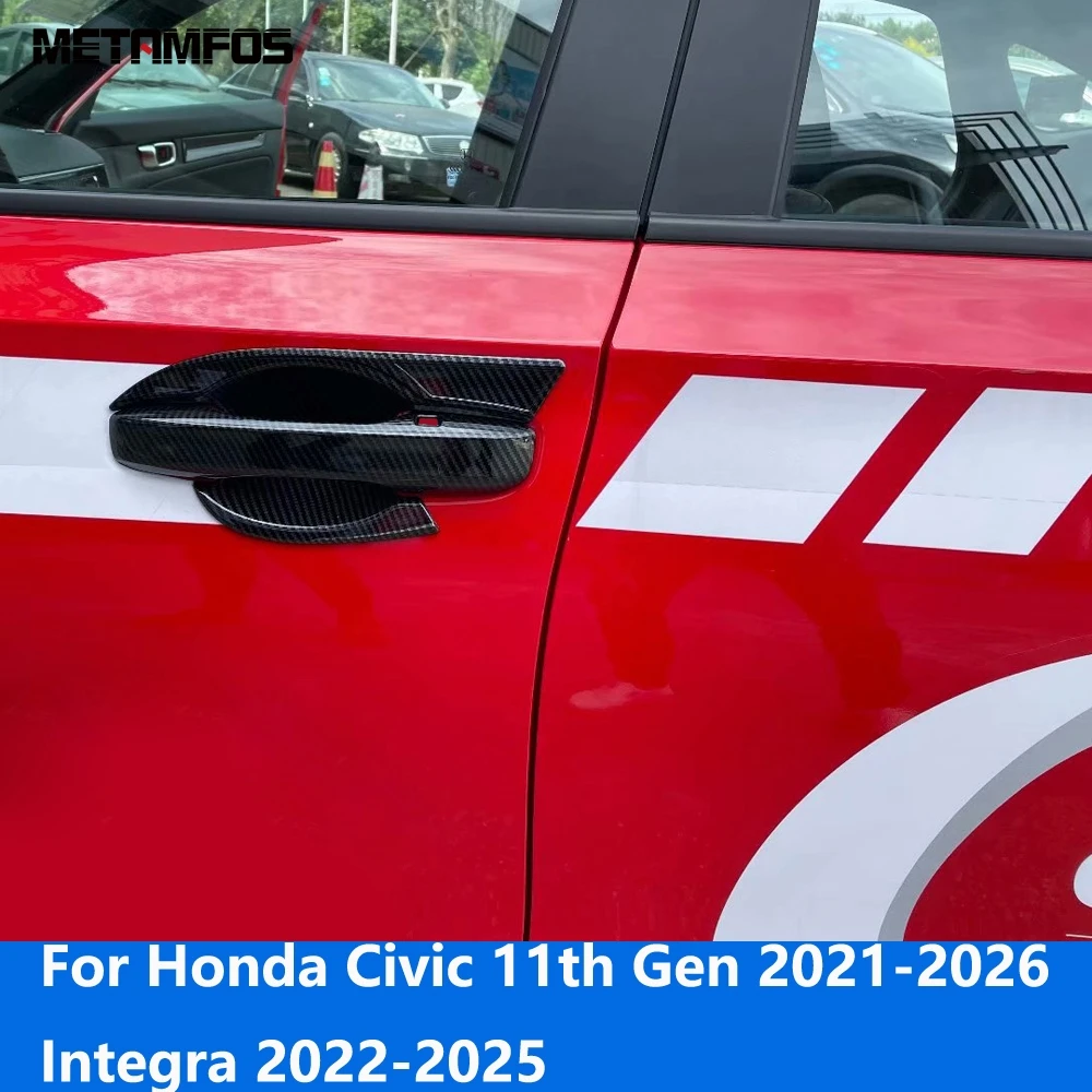 Side Door Handle Bowl Cover Trim For Honda Civic 11th 2021-2026 Integra 2022-2025 Carbon Fiber Protector Accessories Car Styling