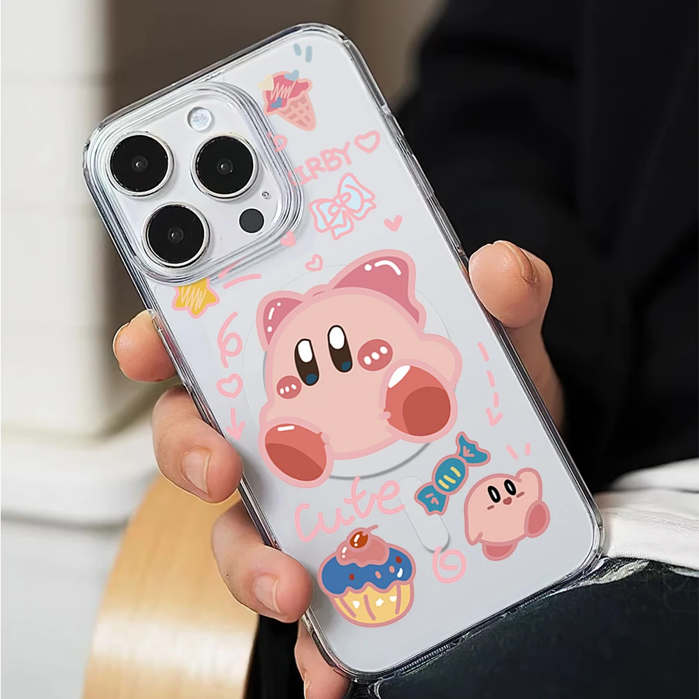 Kawaii K-Kirbys Cute Phone Case for iPhone 12 11 13 14 15 16 Max Pro Plus Magsafe Magnetic Wireless Cover