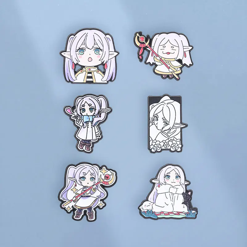 Cartoon Character Brooches Q-style Twin Tails Elf Mage Metal Badges Small Gifts Wholesale Cap Pins for Caps Brooch Backpack Pin