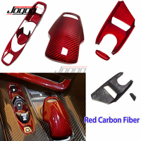 For Corvette C8 Stingray Z06 Z51 2020-2024 Red Carbon Interior Center Console Transmission Control Panel Head Knob Cover Trim