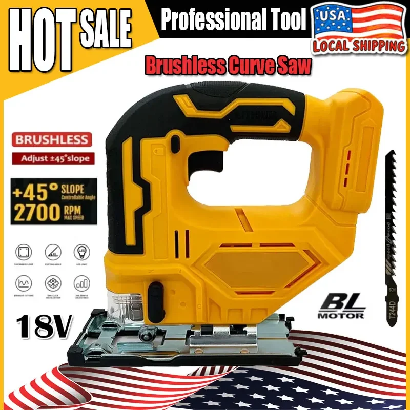 

Бесщеточная лобзиковая пила Fit Dewalt 2700 об/мин, 18 В, аккумуляторная, портативная, многофункциональная, регулируемая, для деревообработки