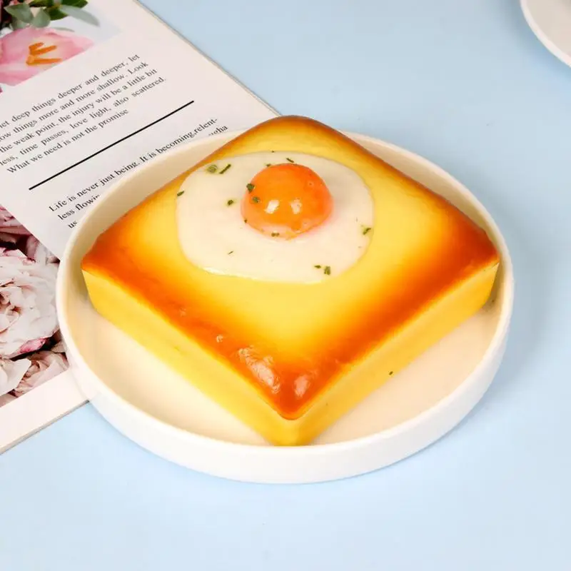 Fried Egg Toast Squishy Bread Toy for Stress Relief Slow Rising Anxiety Reduction