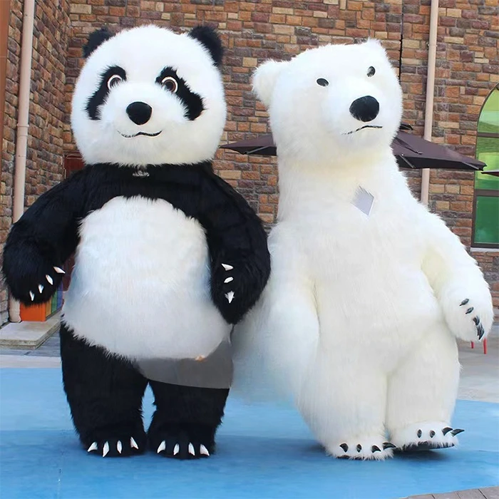 Best selling CE 2m/2.6m/3m Inflatable Panda Polar Bear Mascot Costume for party walking animal costume for sale