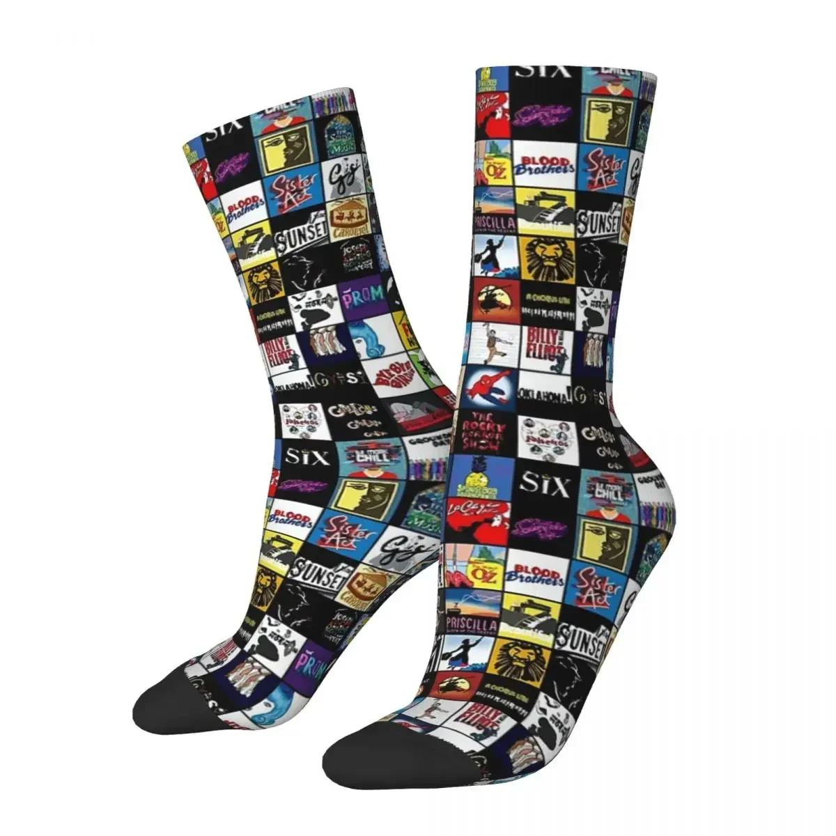 

Broadway Musical Theatre Logos - Hand Drawn Socks Harajuku Super Soft Stockings All Season Long Socks for Man's Woman's Gifts