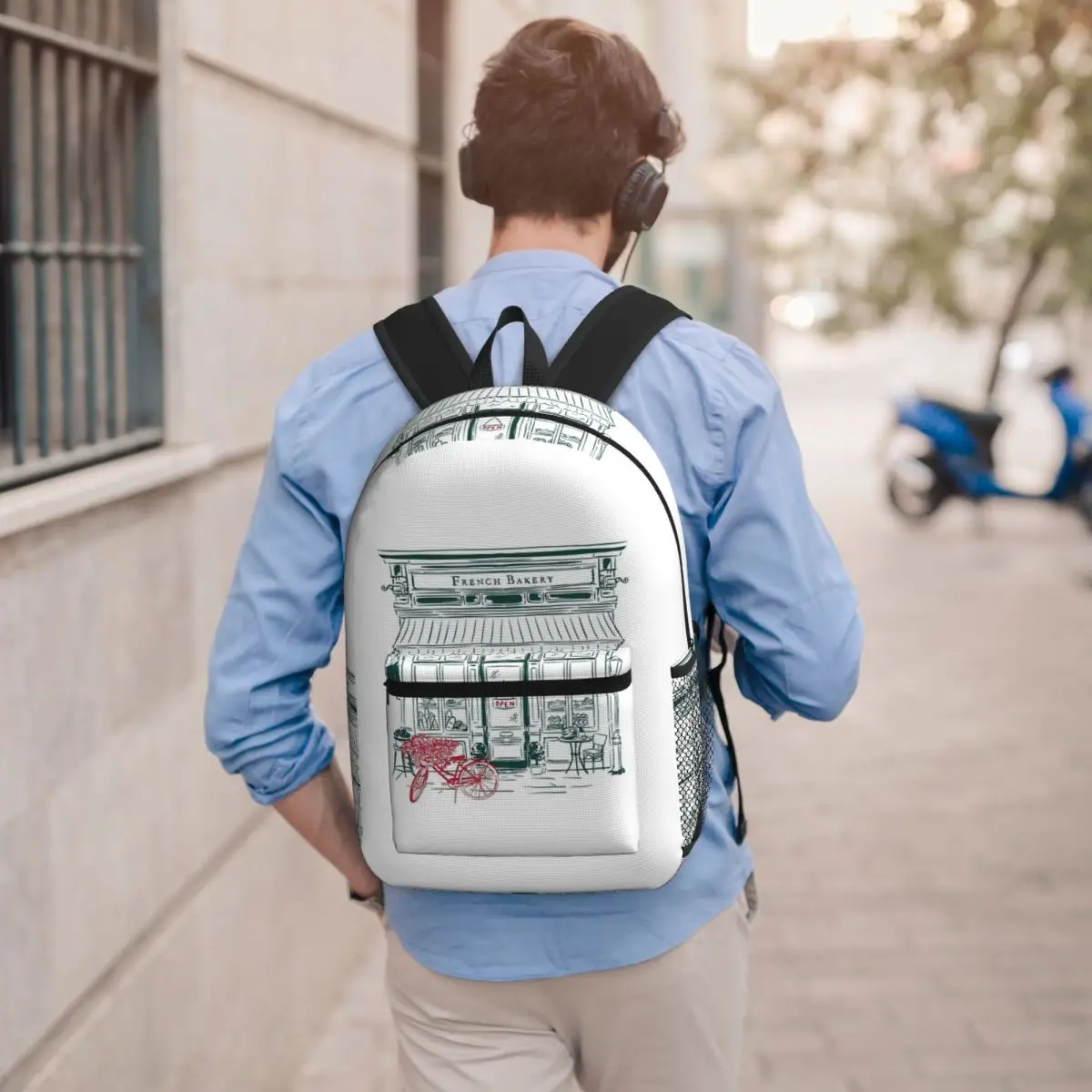 French Bakery Backpack Boys Girls BookBag Children School Bag Computer Shoulder Bags for Men Women