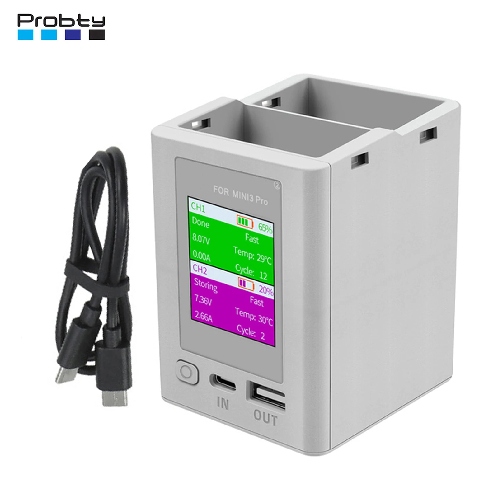Charger Hub For DJI Mini 4 Pro Drone Battery Charging Butler Two-way Charging 2 Batteries for DJI Mini 3 /3Pro Drone Accessories