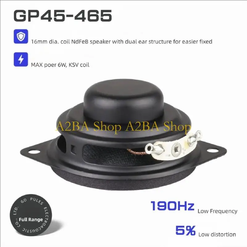 A2BA Multiple Purpose 45mm 1.75inch Full Ranged Speaker 4Ohm 5W Suitable For Home And Professional Auditory Setups