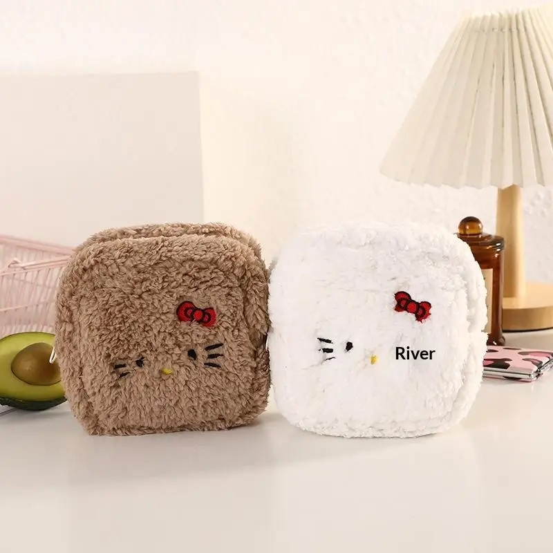 Leuke Cartoon Lam Bont Sanrio Hello Kitty Portemonnee Kawaii Draagbare Diverse Opbergtas Hoofdtelefoon Tas Mond Rode Envelop