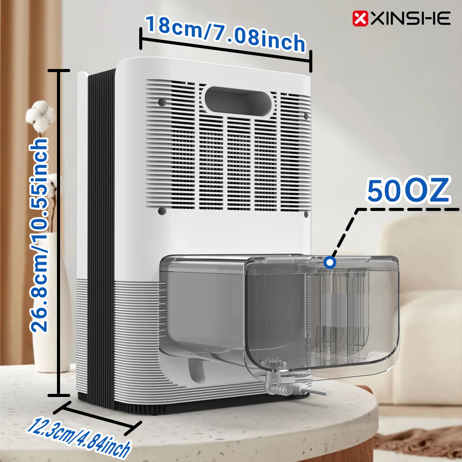 제습기, 1.2L 대형 탱크, 최대 80 m² 커버, 가정, 침실, 사무실, 주방, EU/US 플러그에 적합