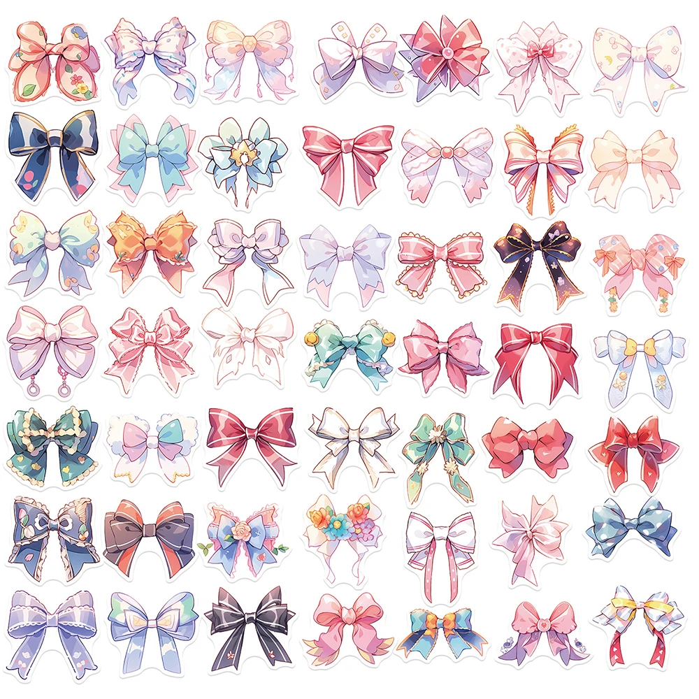 10/50Pcs Cartoon Princess Girl Bowknot Aesthetic Varied Stickers Pack for Kids Travel Luggage Laptop Decoration Graffiti Decals