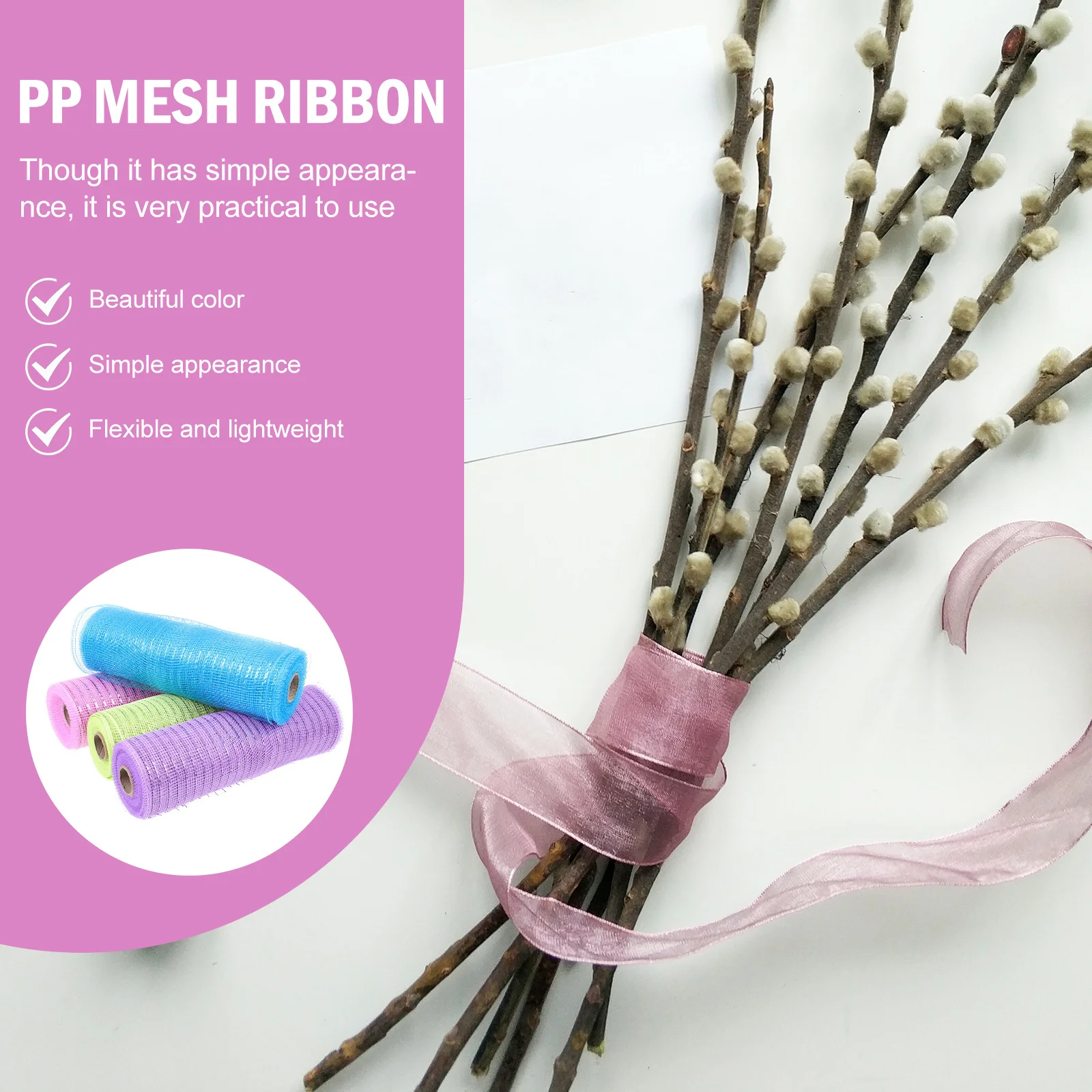 

4 Rolls Diy Wreath Mesh Ribbon Pp Waterproof Durable Craft Home Decor Polyethylene Mesh For Easter Halloween Christmas Wreaths