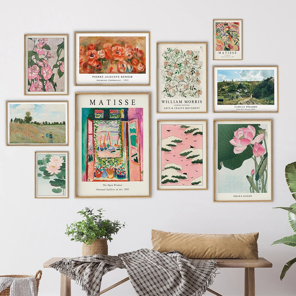 Gallery Wall Art Eclectic Print Vintage Landscape Poster Maximalist Decor Japanese Flowers Botanical Canvas Painting Home Decor