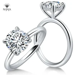 Moissanite Ring Engagement Rings for Women 925 Sterling Silver 2ct Round Cut D Color VVSI Lab Diamond Wedding Band Fine Jewelry
