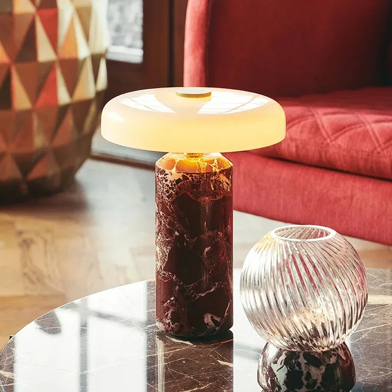 

Portable Charging Table Lamp for Danish LED Marble Desk Light Luxury Rechargeable Bedside Lamp for Living Room Bedroom